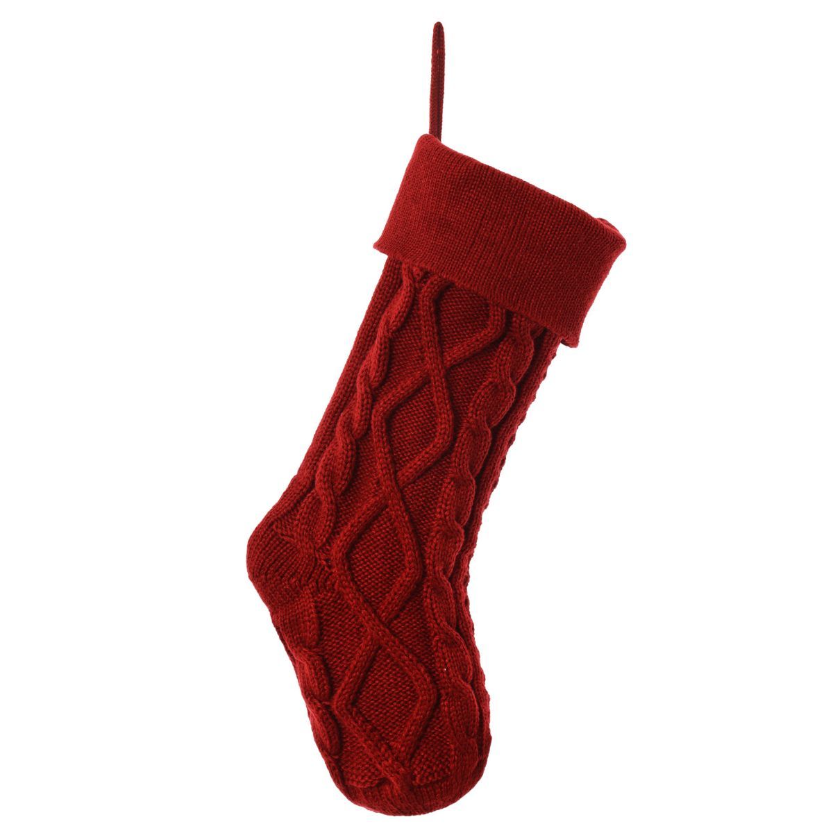 Christmas stocking, knitted stocking, diamond pattern stocking, wool Christmas stocking, festive decorations, holiday stockings, fireplace stocking, Aussie Christmas decor, Christmas gift idea - red and white - Size 2PCS