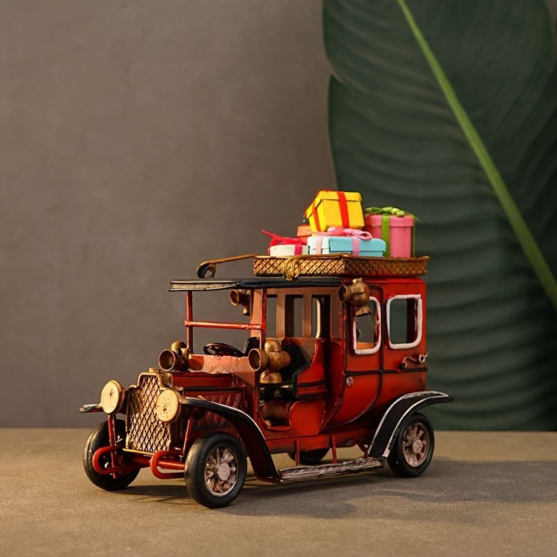 Vintage Car Christmas Decoration Christmas Ornament Desktop Decoration HomeChristmas decoration, vintage car ornament, desktop decor, home decor, wine cabinet decoration, festive gift topper, Australian Christmas, holiday tabletop accent, retro car figuri