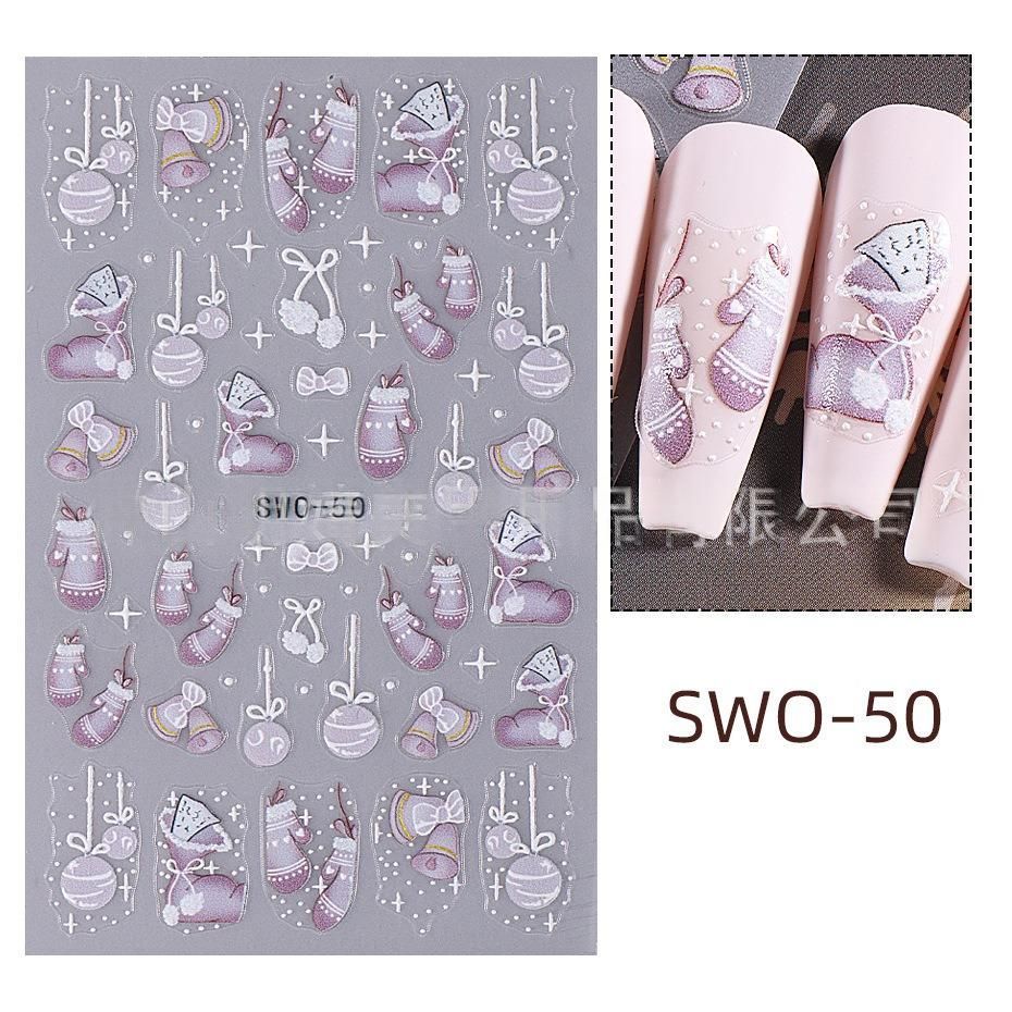 Christmas Nail Stickers Holiday Nail Art Festive Nail Decals Self-Adhesive Nail - Multi-color - Size SWO-149