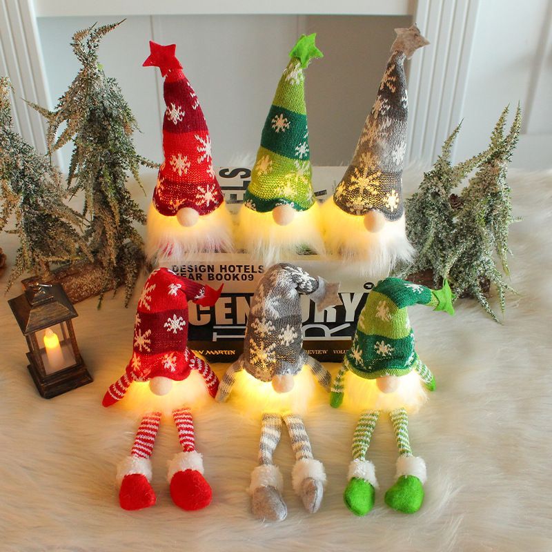 Christmas decoration, knitted forest man, sitting Christmas ornament, Christmas lights, festive decor, holiday decor, Australian Christmas, indoor Christmas decoration, covered outdoor decoration, LED decoration - socks - Size 3PCS