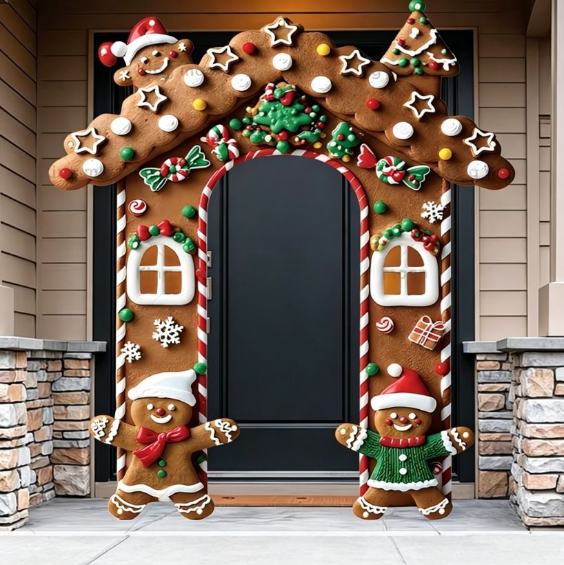 Christmas Decoration 2D Flat Banner Merry Christmas Archway Front Porch Decor - 02 - Size 180-200CM