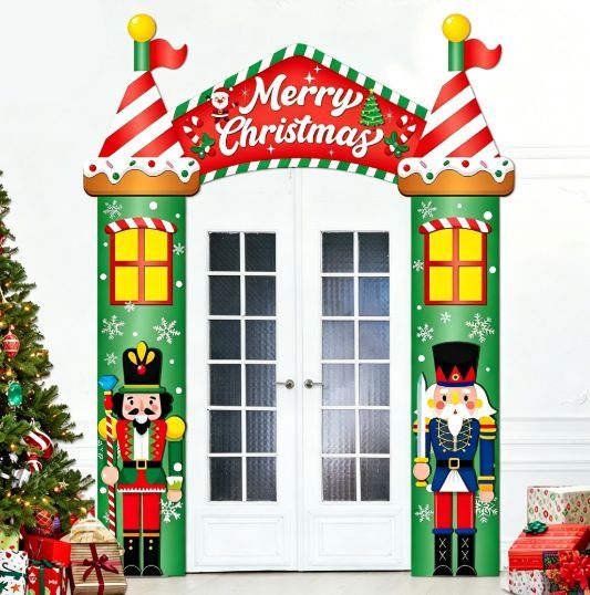 Christmas Decoration 2D Flat Banner Merry Christmas Archway Front Porch Decor - 08 - Size 180-235CM