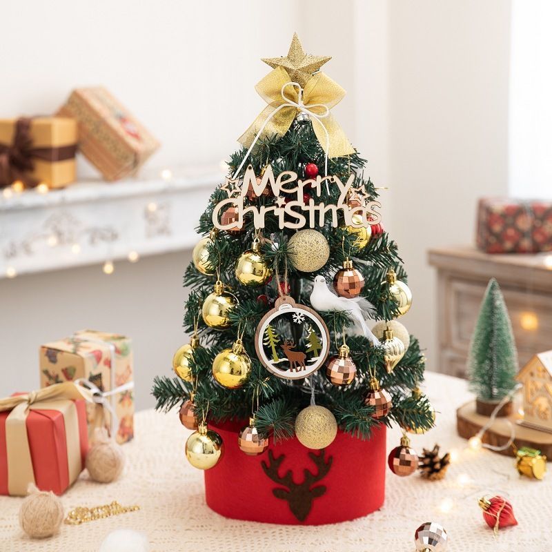 Mini Desktop Christmas Tree Flocked Pink Christmas Tree Christmas Tree Set - red and white - Size 60cm