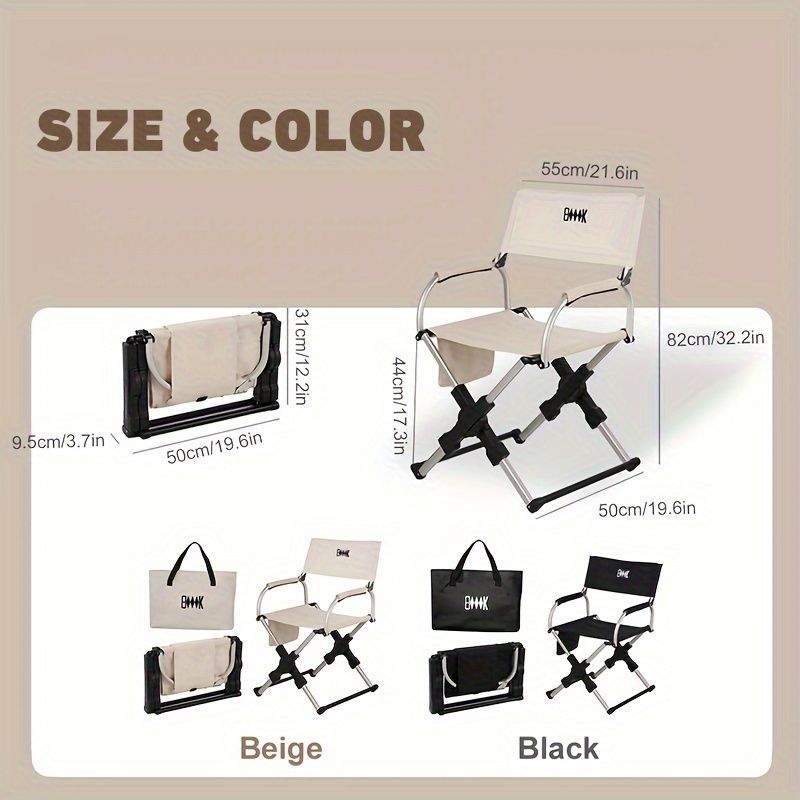folding camping chair, portable outdoor seat, camping furniture, lightweight folding chair, carry bag included, Australian outdoor gear-Beige