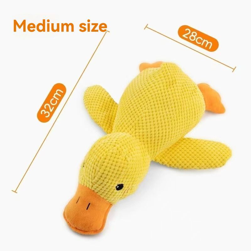 Dog Toy Plush Dog Toy Chew Resistant Toy Squeaky Dog Toy Duck Shaped Dog Toy - Yellow - Size trumpet
