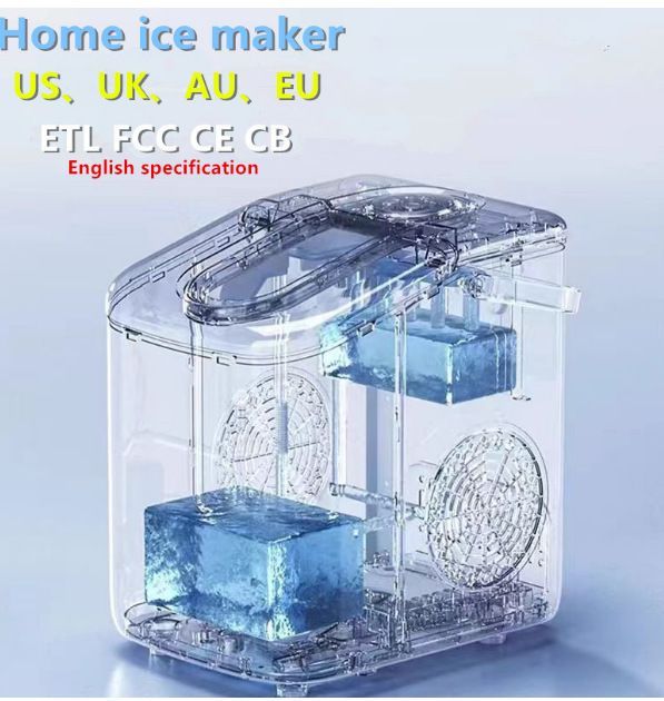 mini ice maker, household ice maker, portable ice maker, desktop ice maker, automatic ice maker, smart ice maker, bullet ice maker, dormitory ice maker, Australia, summer, small appliance, countertop ice machine - Silver - Size Australian Standard