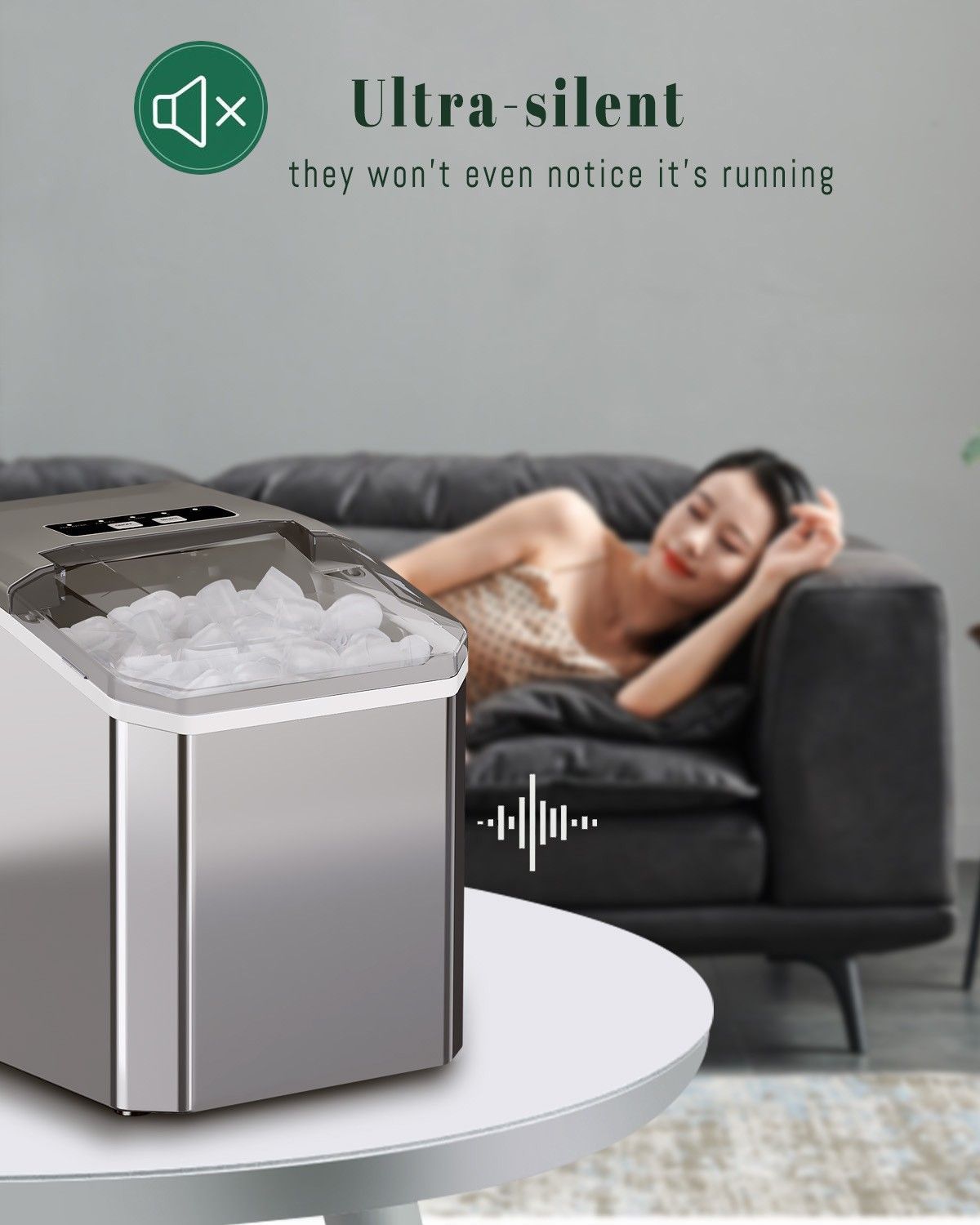 mini ice maker, household ice maker, portable ice maker, desktop ice maker, automatic ice maker, smart ice maker, bullet ice maker, dormitory ice maker, Australia, summer, small appliance, countertop ice machine - Silver - Size Australian Standard