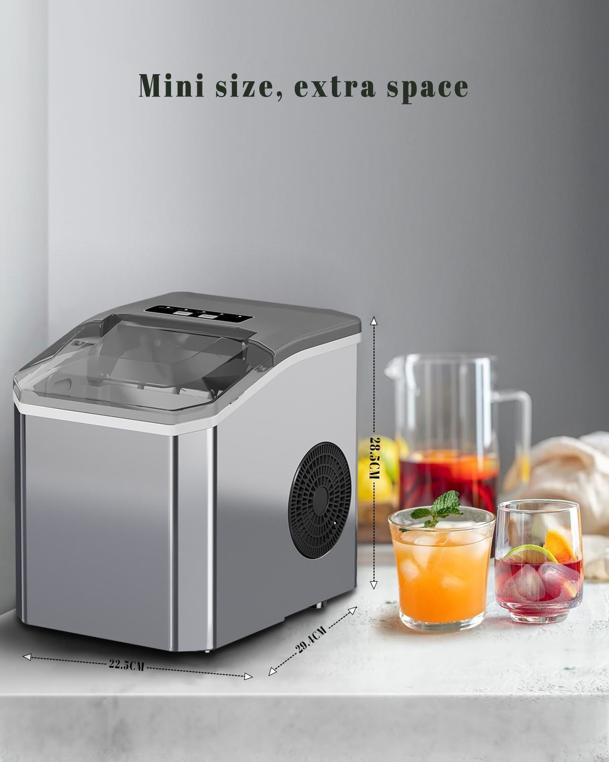 mini ice maker, household ice maker, portable ice maker, desktop ice maker, automatic ice maker, smart ice maker, bullet ice maker, dormitory ice maker, Australia, summer, small appliance, countertop ice machine - Silver - Size Australian Standard