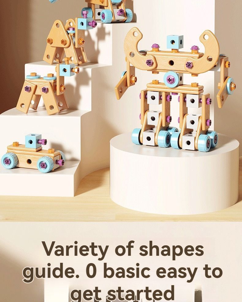 DIY assembly toy, wooden building set, electric drill toy for kids, educational construction toy, creative puzzle set, children's tool kit, Australian toy, hand-eye coordination toy - Multi - Size 126pcs