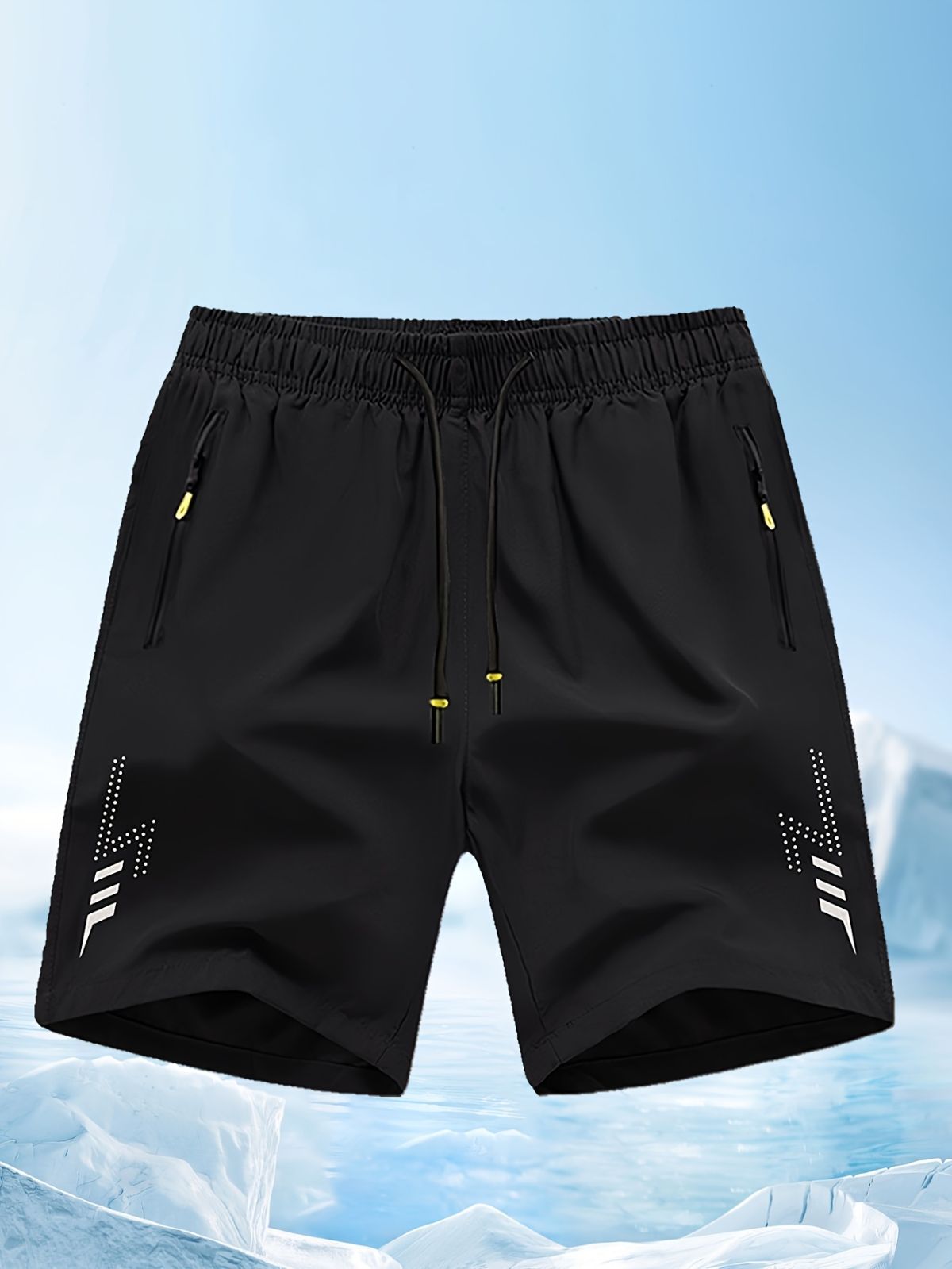 Men'S Athletic Shorts Gym Shorts Running Shorts Side Pocket Shorts Zippered - Black - Size M