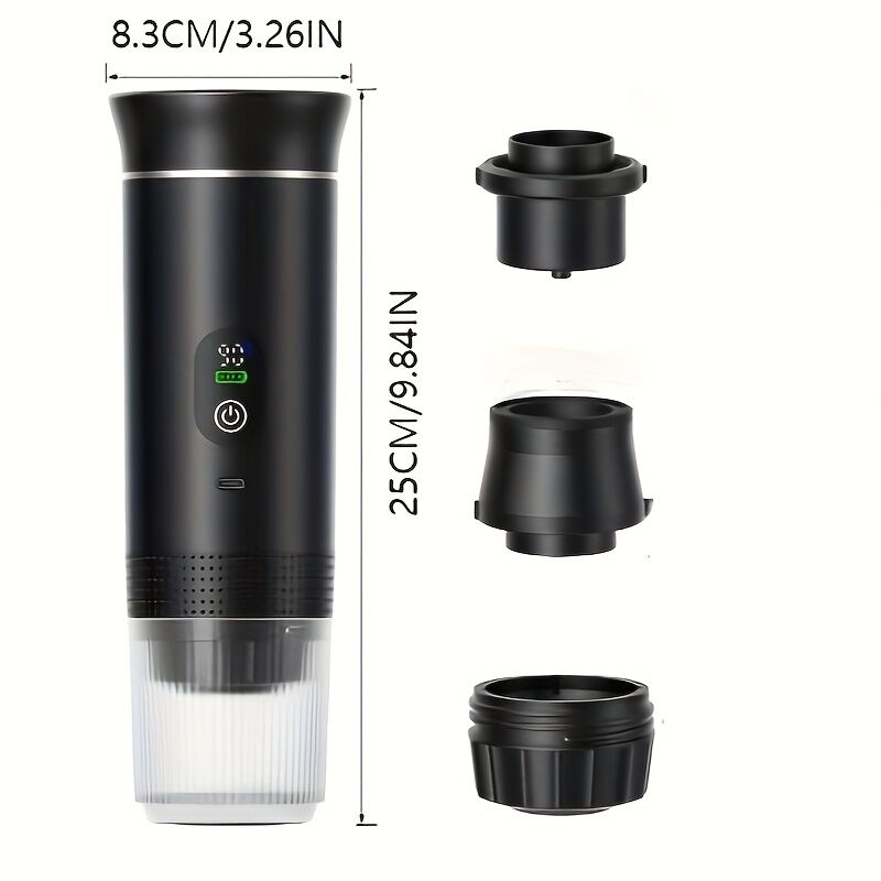 BALCK Upgraded Portable Coffee Maker with Temperature and Power Display, USB-C Charging, Self-Heating & Cold Brew Functions, Compatible with Coffee Capsules/Ground Coffee. Perfect Espresso Machine for Home, Office,