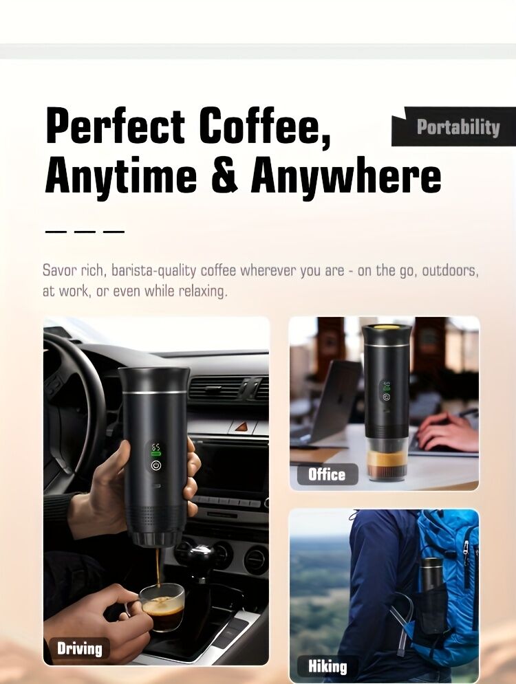 BALCK Upgraded Portable Coffee Maker with Temperature and Power Display, USB-C Charging, Self-Heating & Cold Brew Functions, Compatible with Coffee Capsules/Ground Coffee. Perfect Espresso Machine for Home, Office,