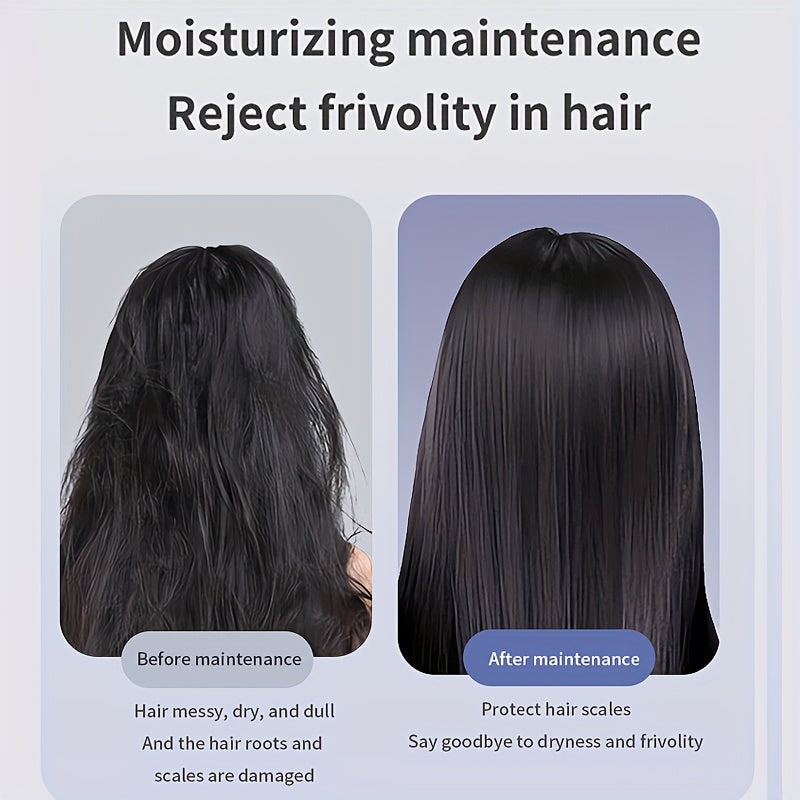 New Portable Hair Straightening Comb, USB rechargeable, 4000mAh battery, includes charging dock. Intelligent digital temperature control, dual use for straightening and curling, long-lasting hold without damaging hair, BLACK