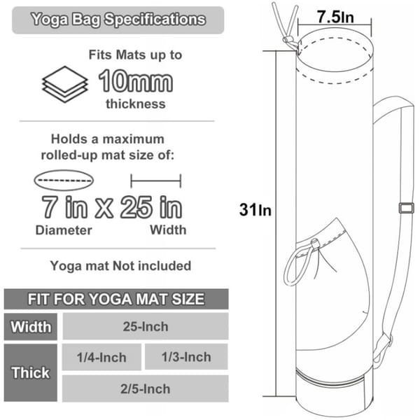 Green Yoga Mat Bag Yoga Accessories Pilates Bag Fitness Bag Yoga Essentials Durable