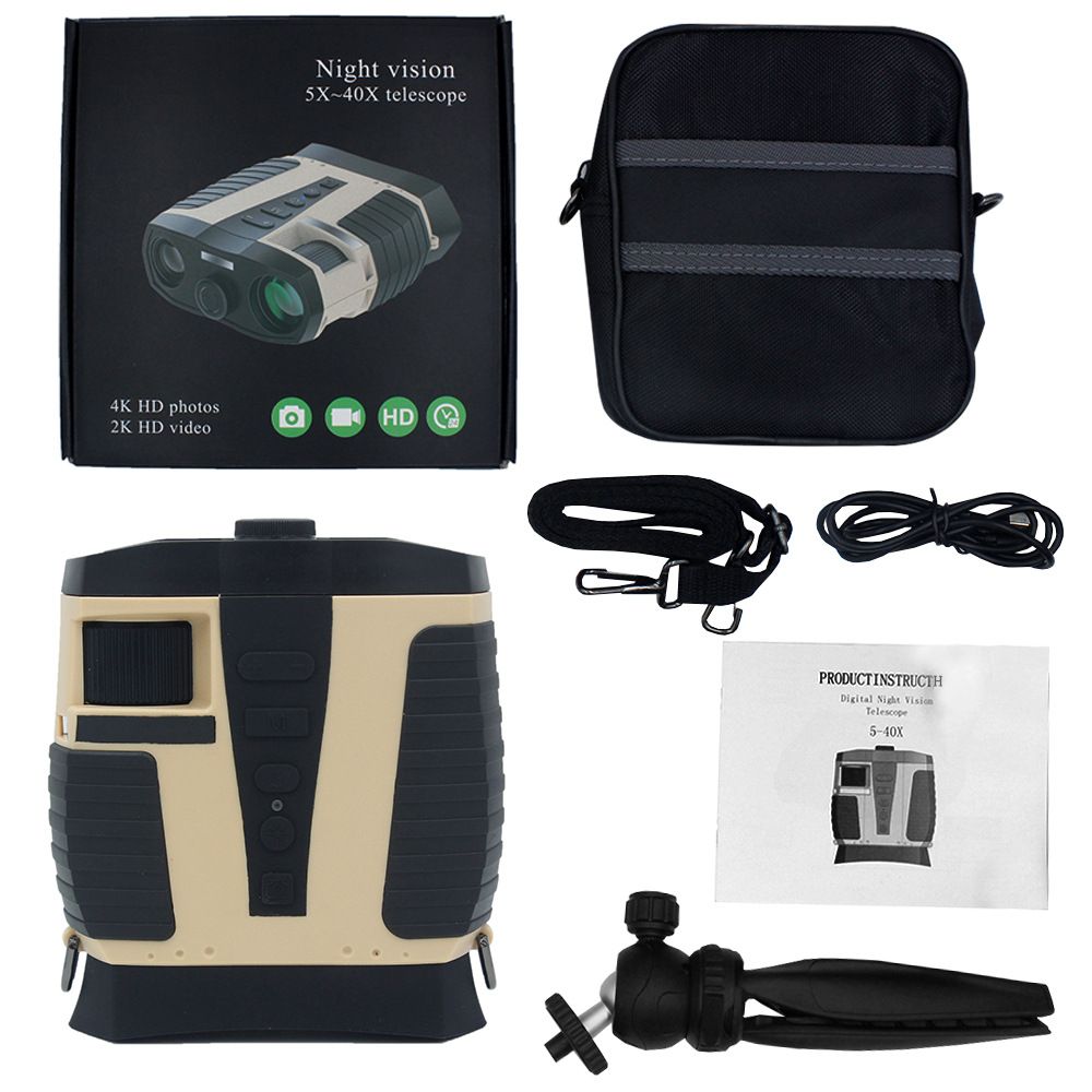Black HD Digital Night Vision Binoculars - High Magnification Infrared Scope with Color Night View