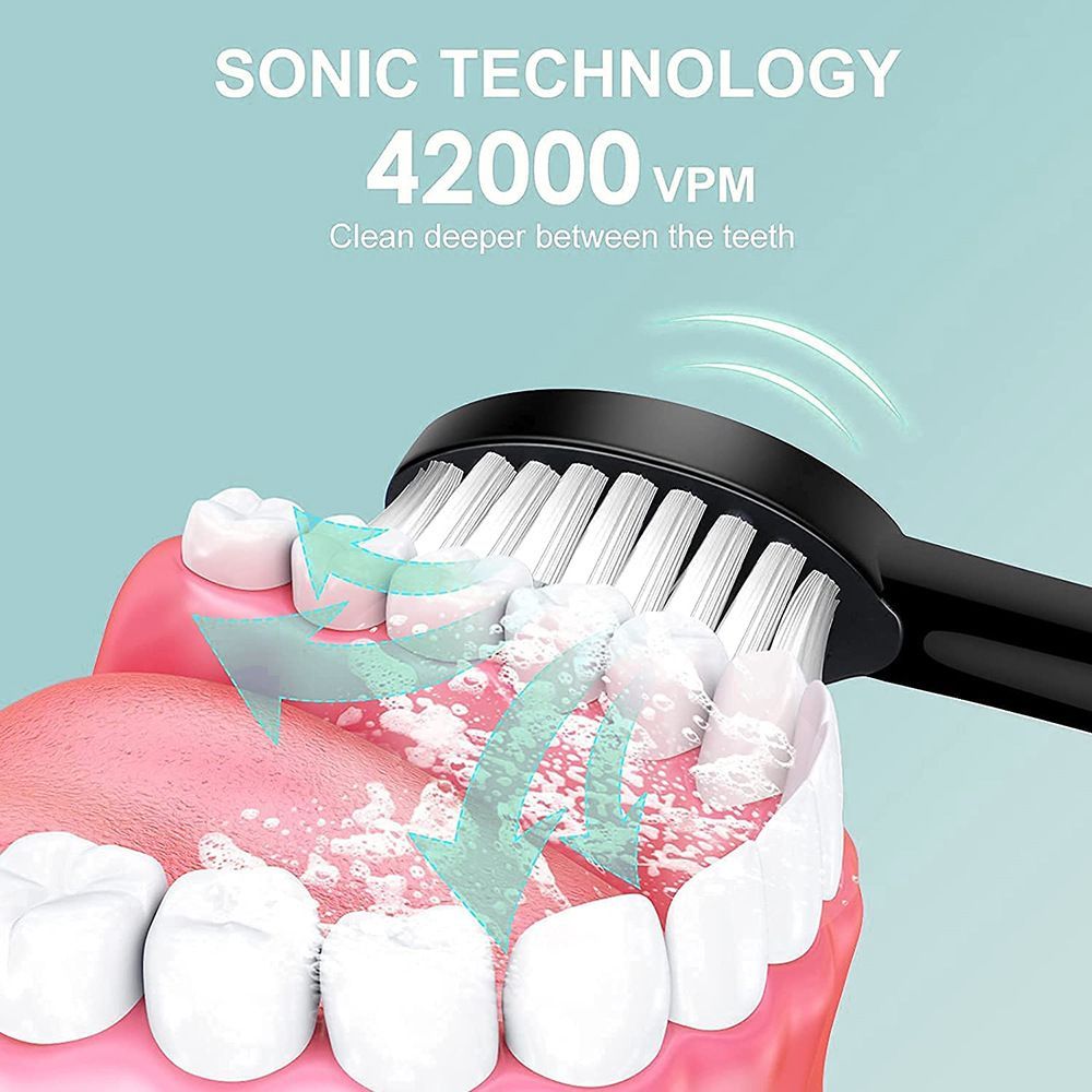 Sonic Electric Toothbrush Pink 8-Brush-Head Set - 6 Cleaning Modes, USB Rechargeable, DuPont Soft Bristles, Travel Friendly Oral Care Set
