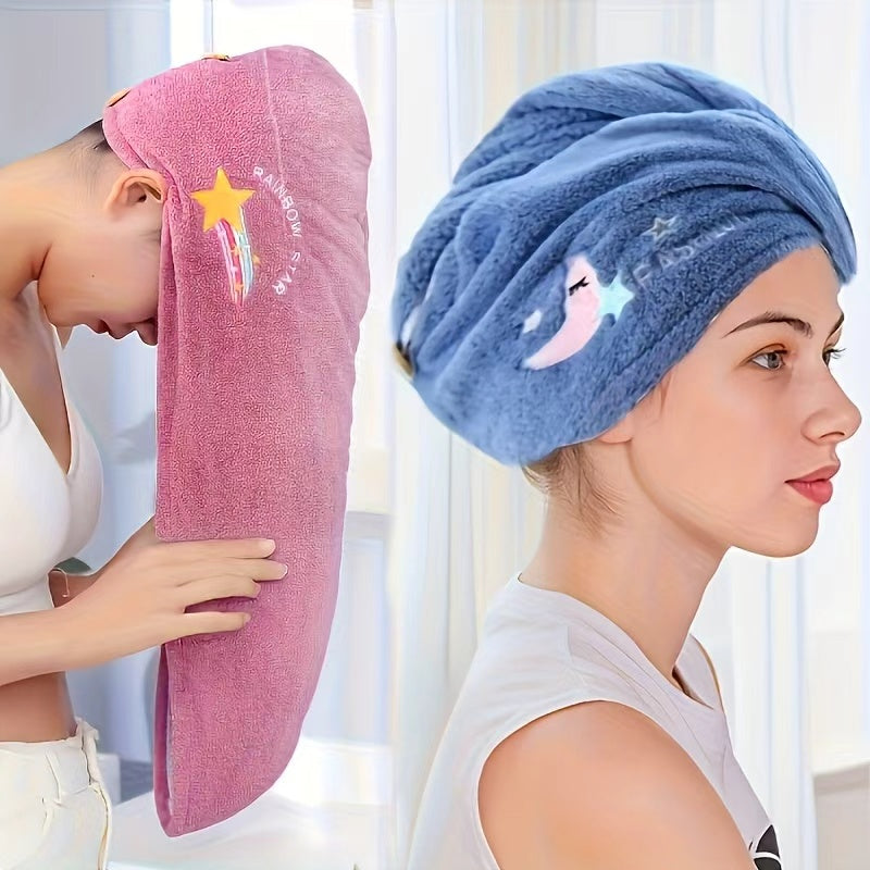 Ladies' Soft Quick-Dry Shower Cap Towel - Delicate Embroidery, Essential for a Refreshing Bath（yellow）