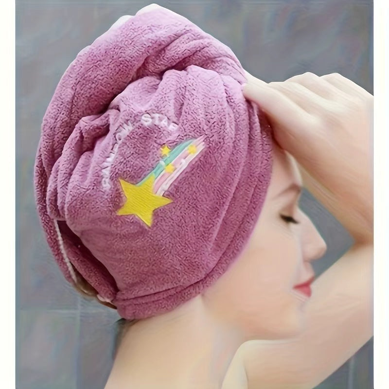 Ladies' Soft Quick-Dry Shower Cap Towel - Delicate Embroidery, Essential for a Refreshing Bath（yellow）