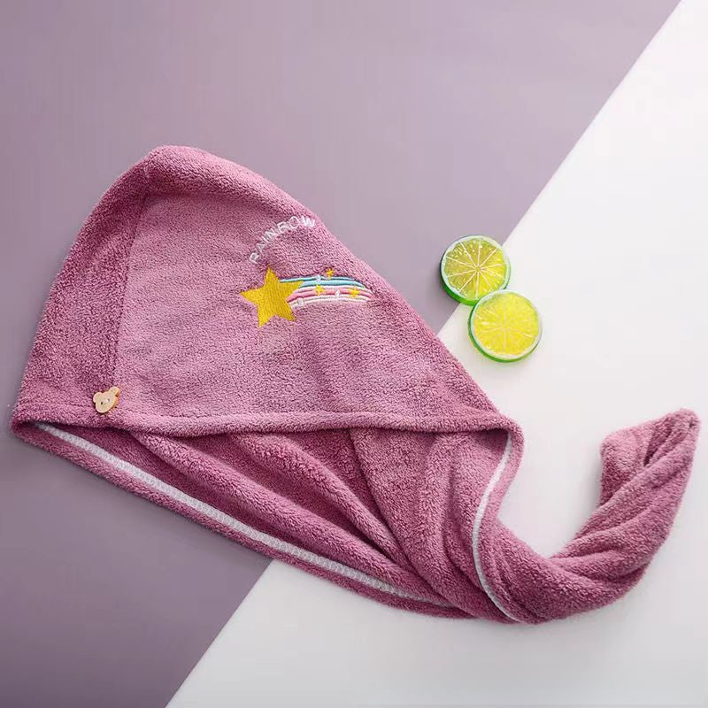 Ladies' Soft Quick-Dry Shower Cap Towel - Delicate Embroidery, Essential for a Refreshing Bath（PINK）