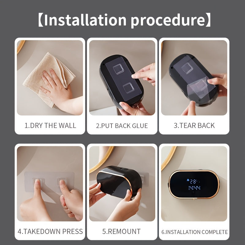 Sensor-Activated Automatic Soap Dispenser, Digital Display Screen, Type-C Charging, Upgraded Infrared Sensing, Extra-Large Battery for Extended Usage, Three-Level Foam Volume Adjustment, Ultra-Fine Foam Hand Soap Dispenser（white）