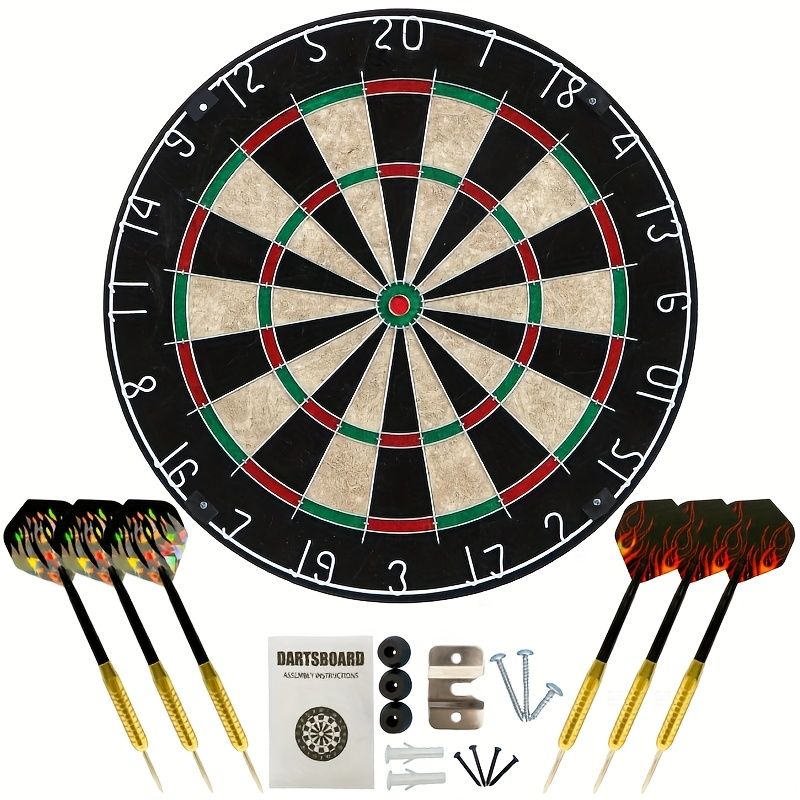 18-inch sisal dartboard, 45cm sisal round net dartboard, digital printed sisal dartboard, sisal dart set, Random 6 types of darts