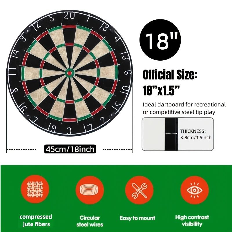 18-inch sisal dartboard, 45cm sisal round net dartboard, digital printed sisal dartboard, sisal dart set, Random 6 types of darts
