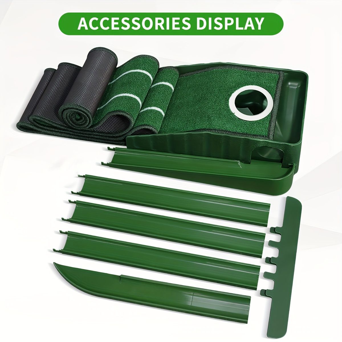 HUAEN Indoor Office Golf Putting Mat, 8-Foot Putting Green, Alignment Guide Included, Lightweight, Men's Golf Equipment