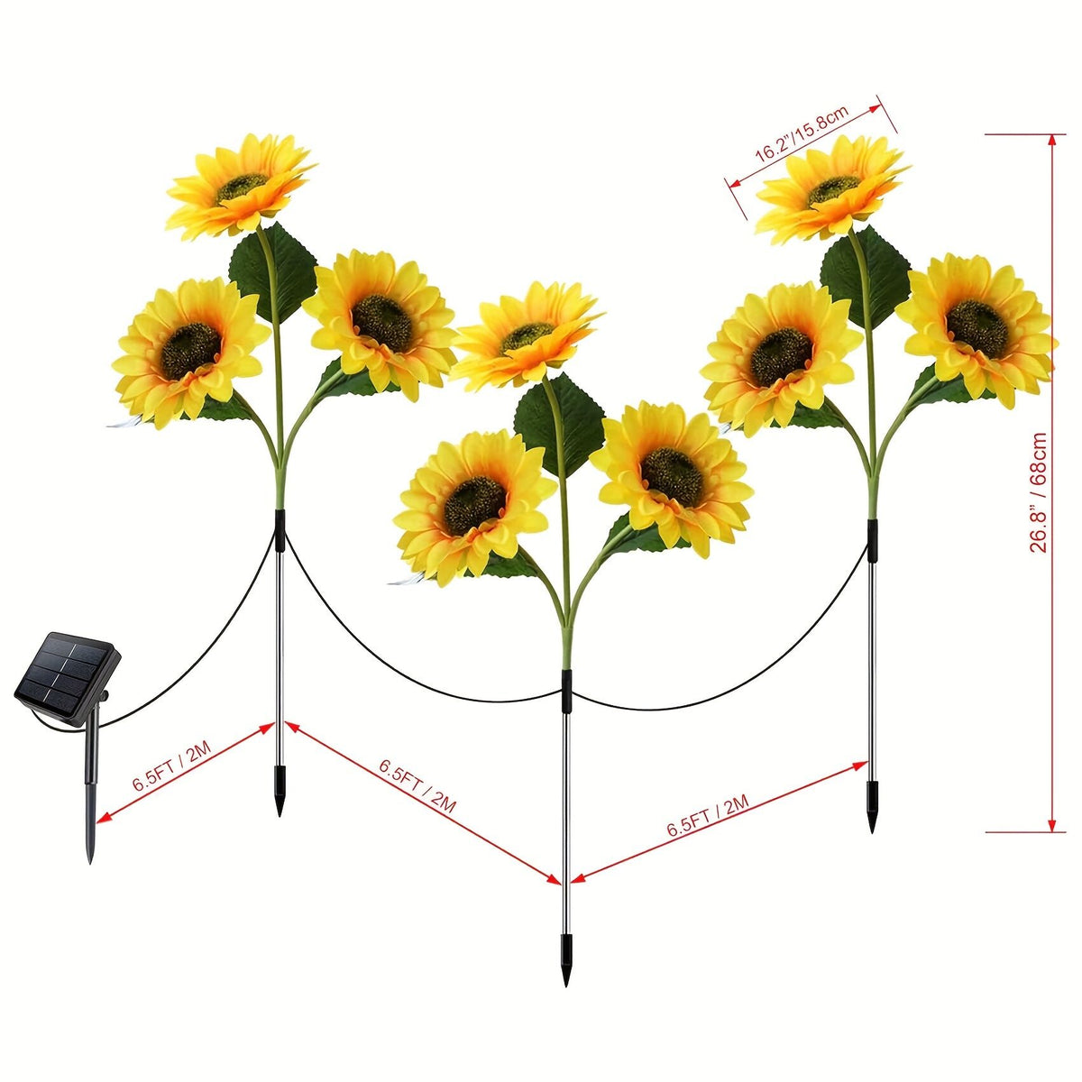 2 pcs of Sunflower-Shaped Ambiance Lights – Soft, Insect-Repellent Glow for Your Private Garden. Adds a Poetic Nighttime & Festive Touch.