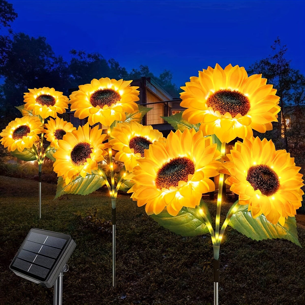 2 pcs of Sunflower-Shaped Ambiance Lights – Soft, Insect-Repellent Glow for Your Private Garden. Adds a Poetic Nighttime & Festive Touch.