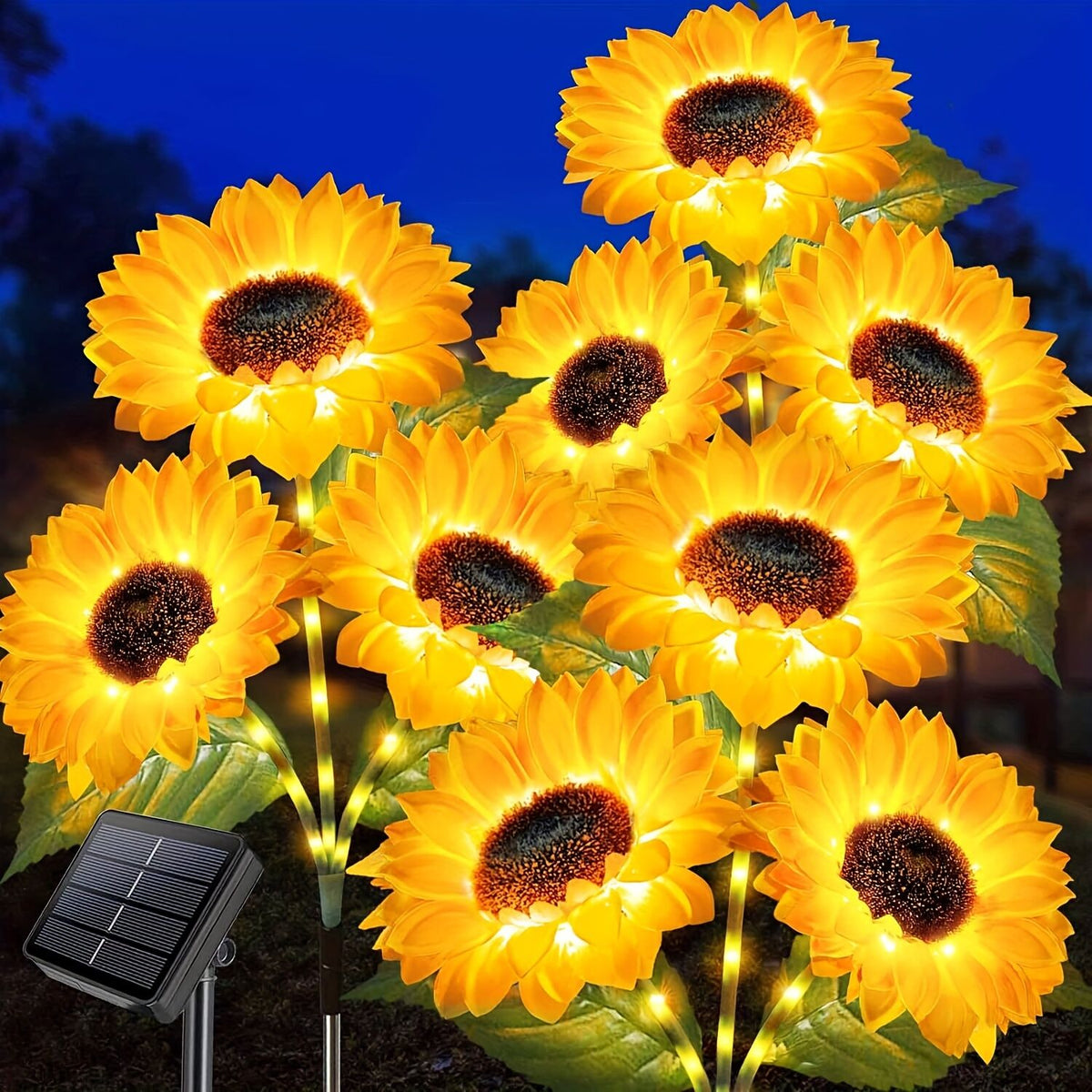 2 pcs of Sunflower-Shaped Ambiance Lights – Soft, Insect-Repellent Glow for Your Private Garden. Adds a Poetic Nighttime & Festive Touch.