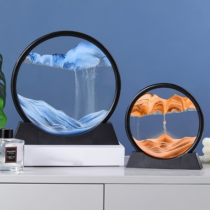 Flowing Sand Art: Adjustable Speed, New Scenery with Every Turn, Calming and Pleasing to the Eye(BLACK)
