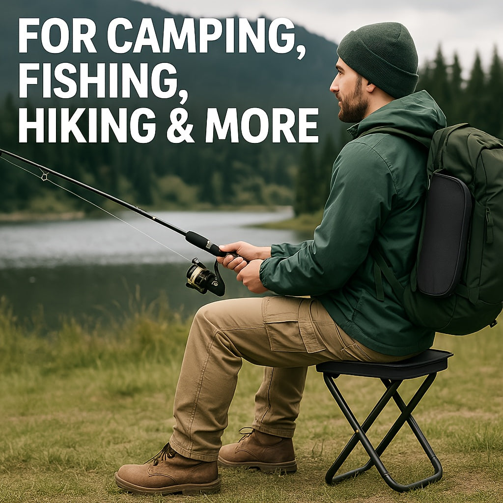 Outdoor One-Second Quick-Open Lightweight Folding Stool | 150KG High Load-Bearing | Portable Camping Chair, Picnic & Fishing Seat | Sturdy & Stable, Packable into Backpack | Essential for Travel