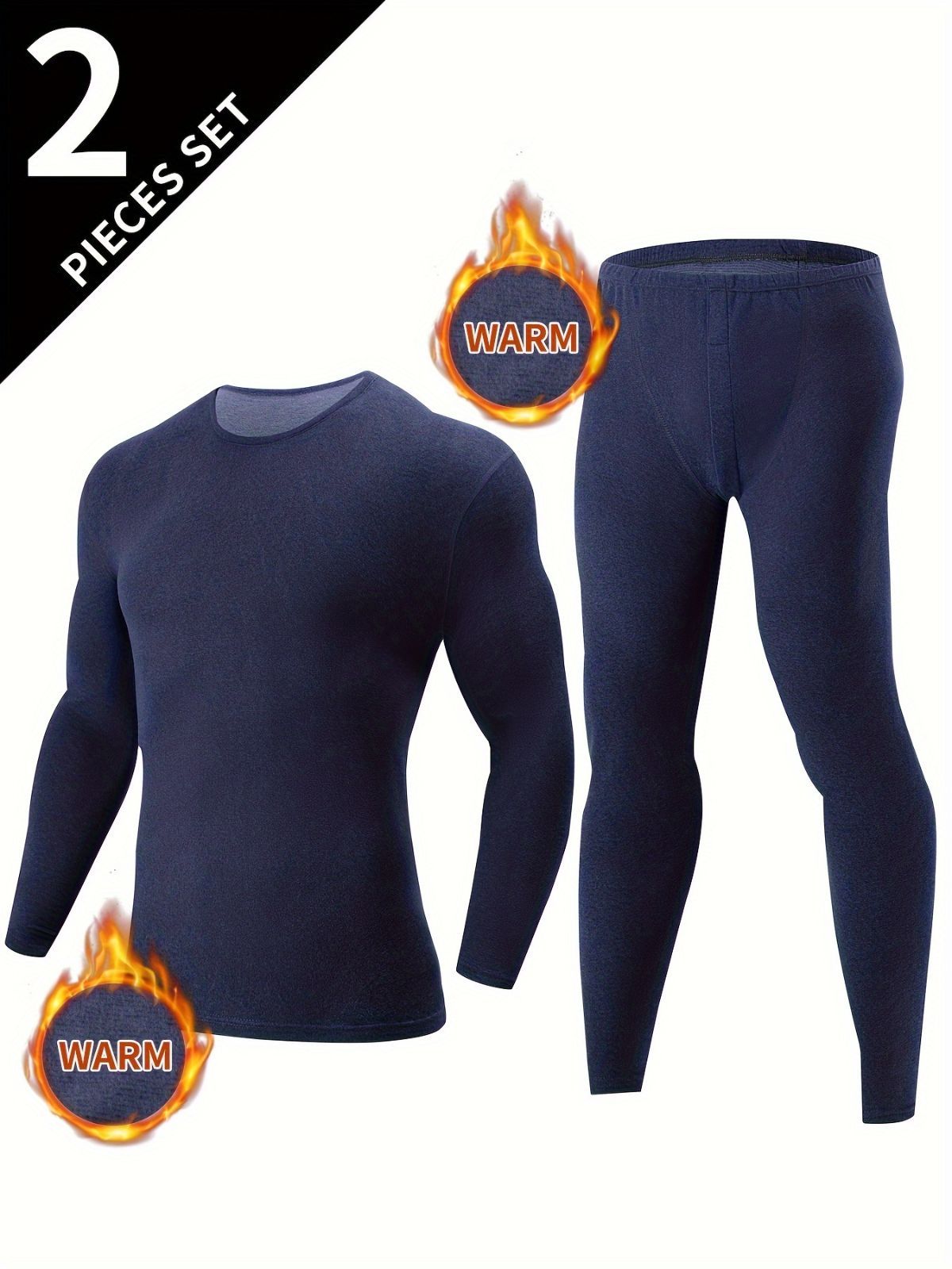 Men's Thermal Underwear Set 2-Piece Long Sleeve Top & High-Waist Pants - Gray - Size XL(AU XL/EU52)