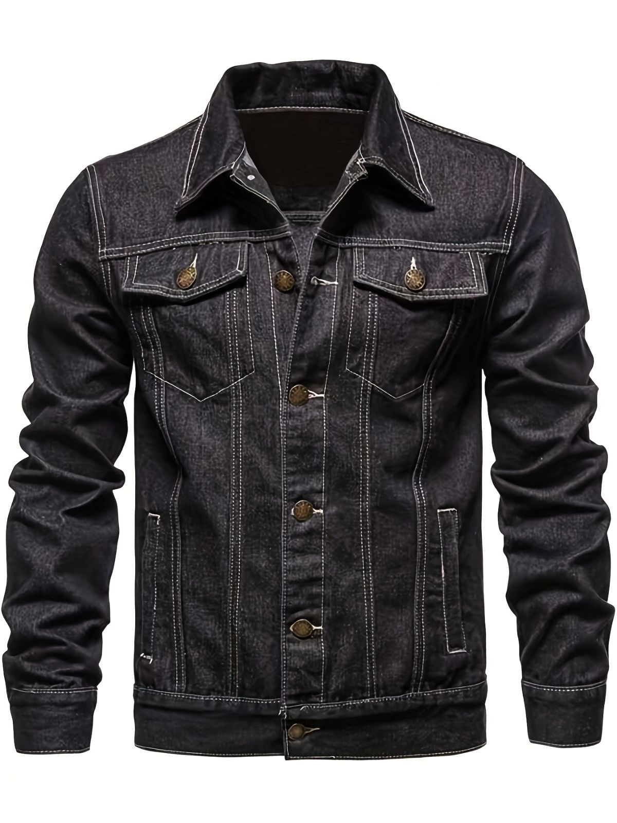 Men'S Formal Shirt Slim Fit Dress Shirt Long Sleeve Shirt Printed Shirt - Dark Gray - Size M(AU M/EU48)