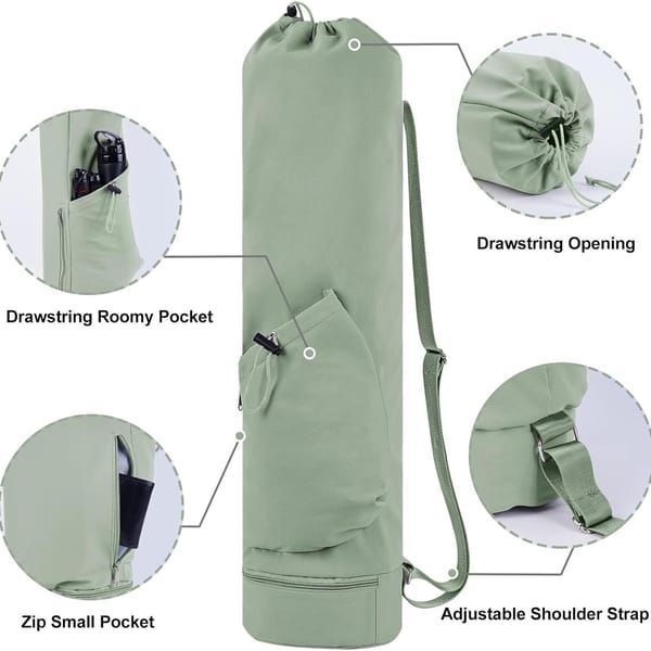 Green Beige Yoga Mat Bag Green Yoga Bag Yoga Mat Carrier Pilates Bag Fitness Accessories