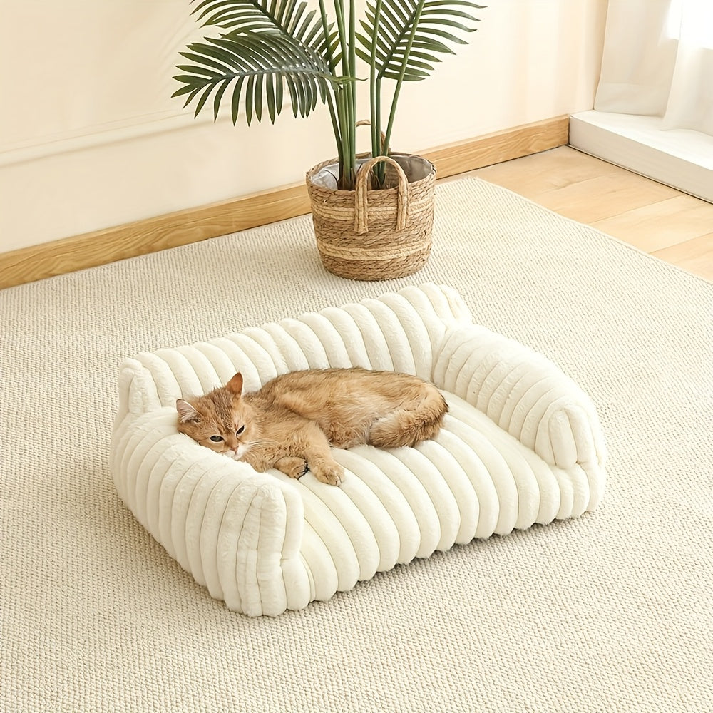 white Comfortable Cat Sofa, Cute and Soft Cat Bed, Cat House Breathable Cat Sleeping Basket, Suitable for Large, Medium, and Small Cats for Year-Round Sleeping Use, Cozy Pet Bed, Cat Furniture, Modern Pet Furniture, Fashionable Cat Perch, Comfortably Fill