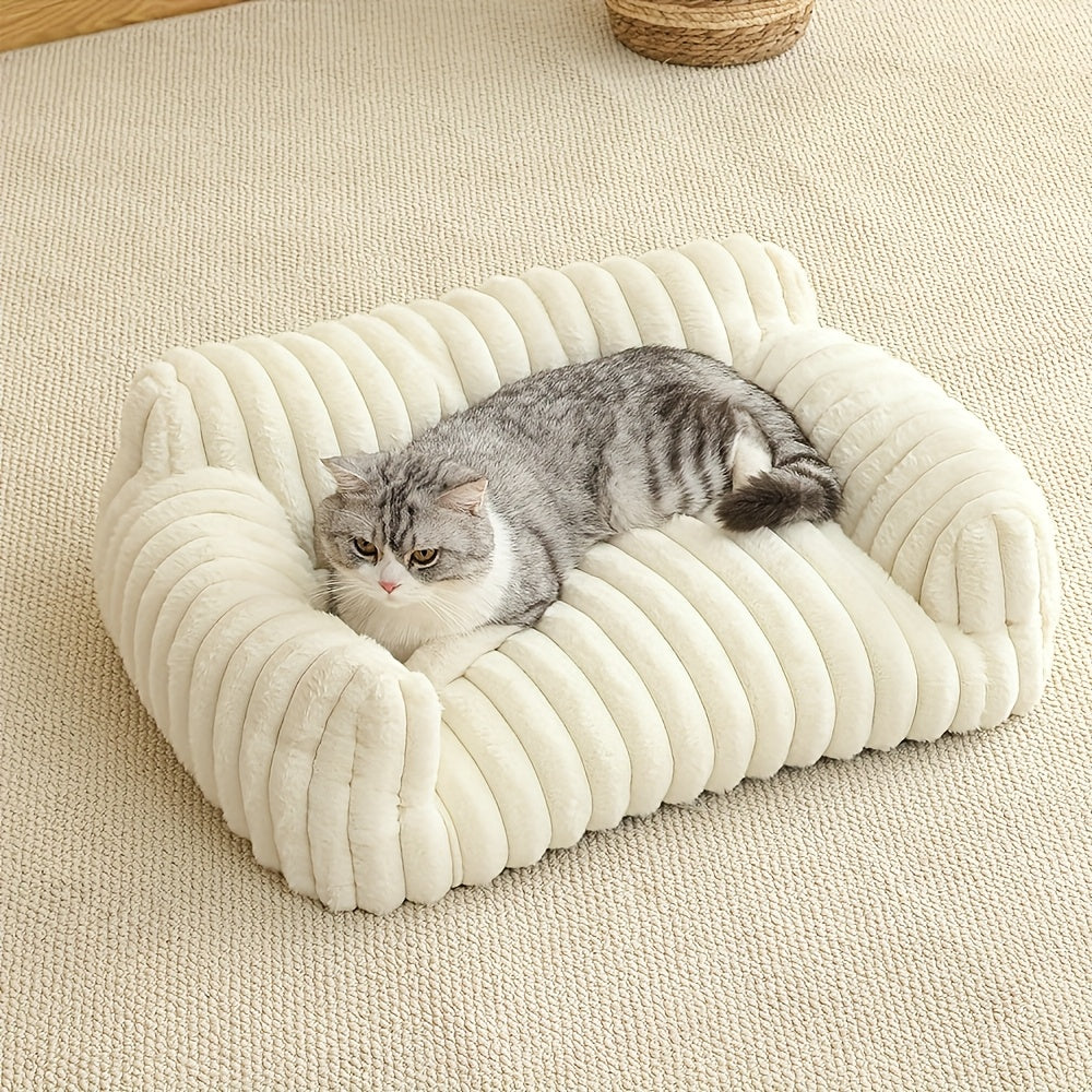 white Comfortable Cat Sofa, Cute and Soft Cat Bed, Cat House Breathable Cat Sleeping Basket, Suitable for Large, Medium, and Small Cats for Year-Round Sleeping Use, Cozy Pet Bed, Cat Furniture, Modern Pet Furniture, Fashionable Cat Perch, Comfortably Fill