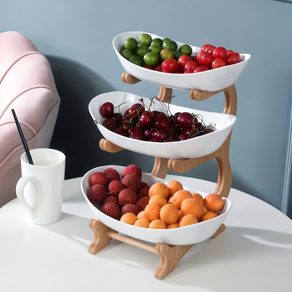 **Nordic-Style Three-Tier Extendable Fruit Tray | Creative Living Room Snack Stand, Adjustable Height, Anti-Slip Expandable Display Tray**(Green)