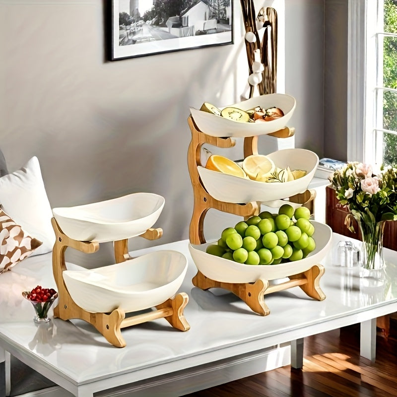**Nordic-Style Three-Tier Extendable Fruit Tray | Creative Living Room Snack Stand, Adjustable Height, Anti-Slip Expandable Display Tray**(Green)