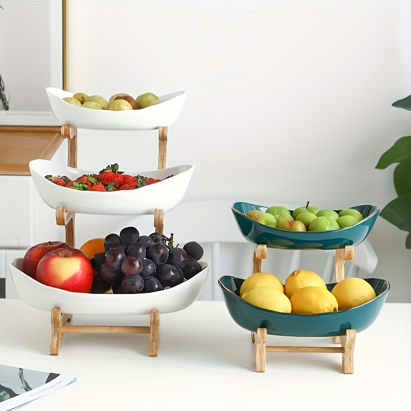 **Nordic-Style Three-Tier Extendable Fruit Tray | Creative Living Room Snack Stand, Adjustable Height, Anti-Slip Expandable Display Tray**(Green)