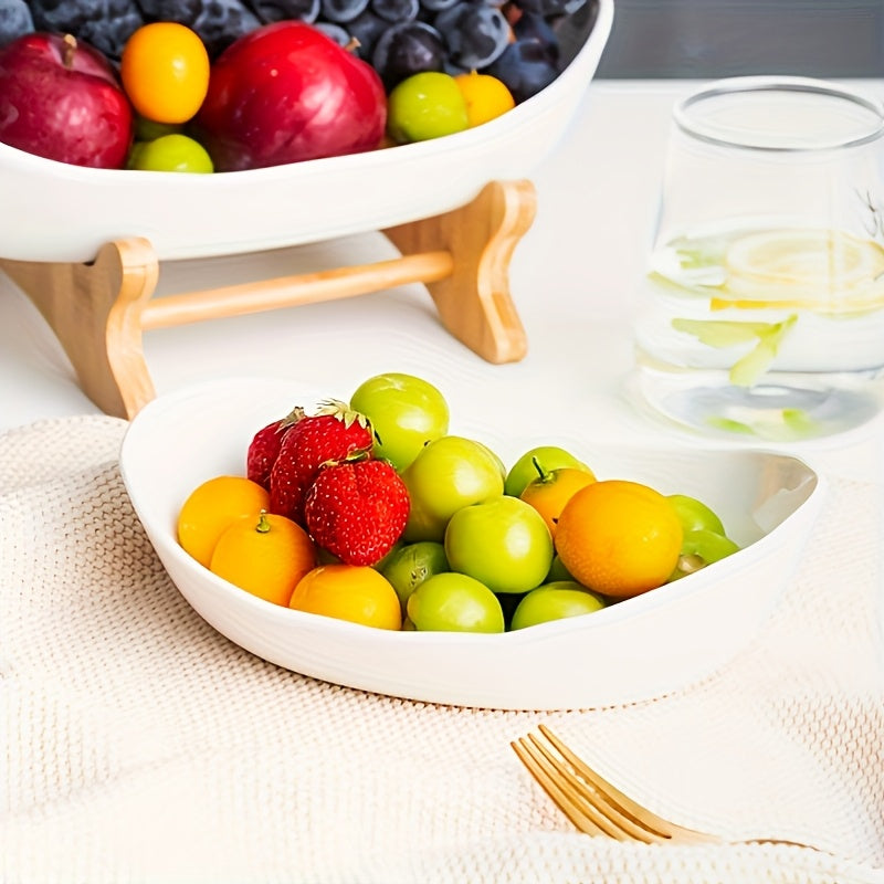 **Nordic-Style Two-Tier Extendable Fruit Tray | Creative Living Room Snack Stand, Adjustable Height, Anti-Slip Expandable Display Tray**(White)