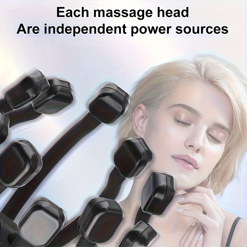 8-Claw Full-Coverage Smart Massager: Human-like Kneading, Immersive Head Relaxation BLACK