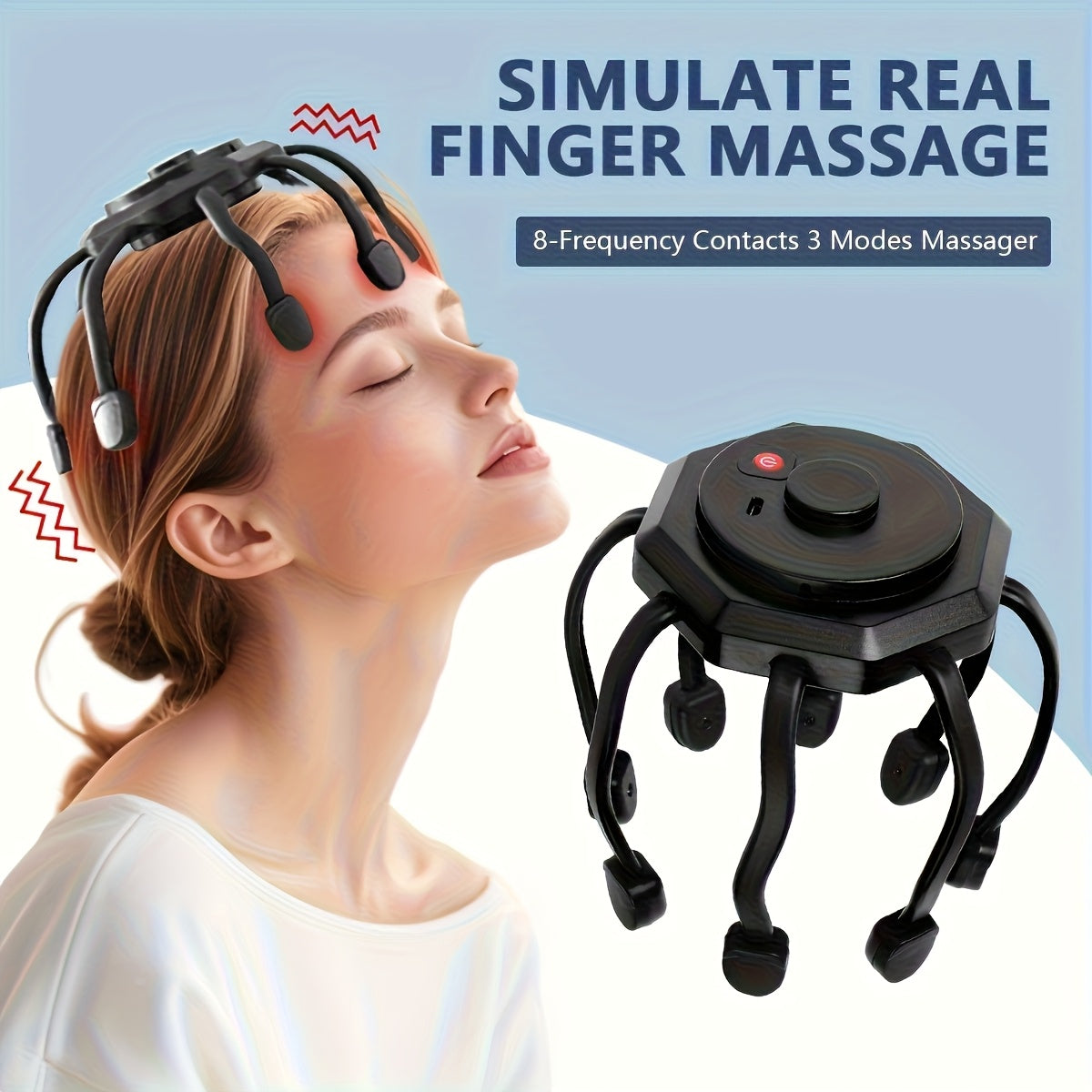 8-Claw Full-Coverage Smart Massager: Human-like Kneading, Immersive Head Relaxation BLACK