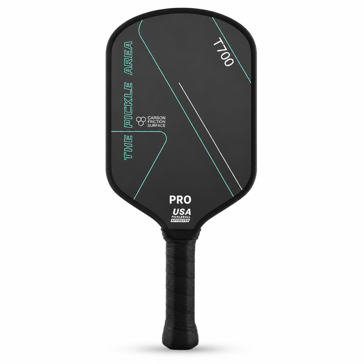 T700 Carbon Fiber Pickleball Paddle, USAP Approved Racket with Carbon Friction Surface for Spin, Control & Power – Black