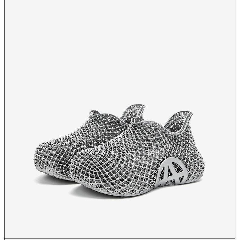 3d Printed Running Shoes Lightweight Running Shoes Breathable Sneakers Custom - Silver - Size 5(AU5/EU36)