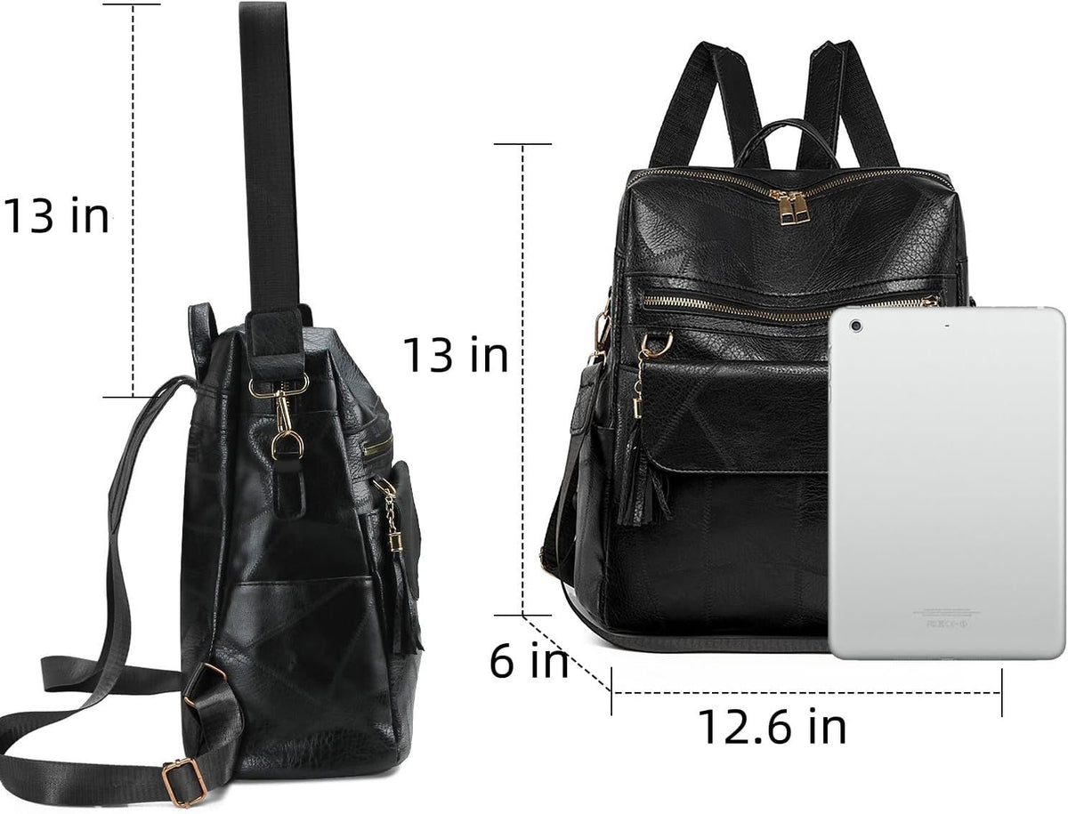 Black Backpack Purse for Women Fashion Multipurpose Design Convertible Satchel Handbags Shoulder Bag Travel bag