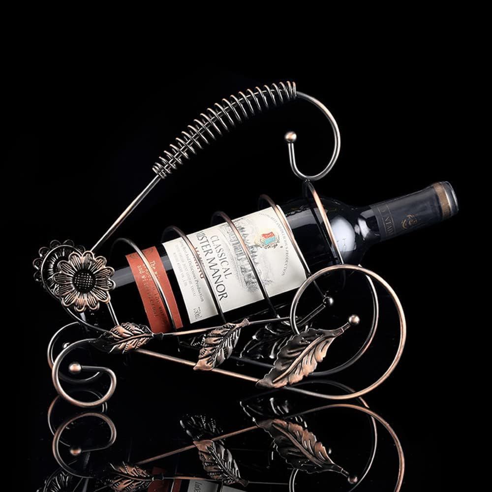 Creative Wine Holder Stainless Steel Wine Rack Bottle Holder Novelty Gift for Kitchen Home Table Decor (Bronze - Flower)