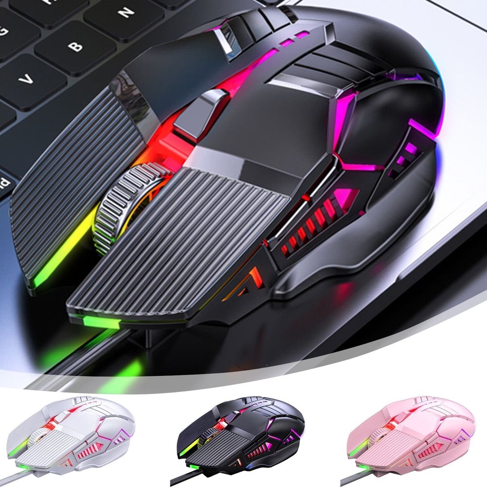 Pink  Wired Gaming Mouse 4 Speed Dpi Adjustment Macro Customization Usb Connection For Multi Platform Use