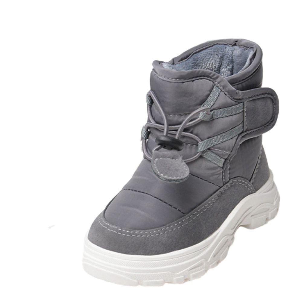 Gray Snow Boots For Children 1-6 Years With Fleece Lining Snowflake Design High Top Comfortable Soft Sole For Winter
