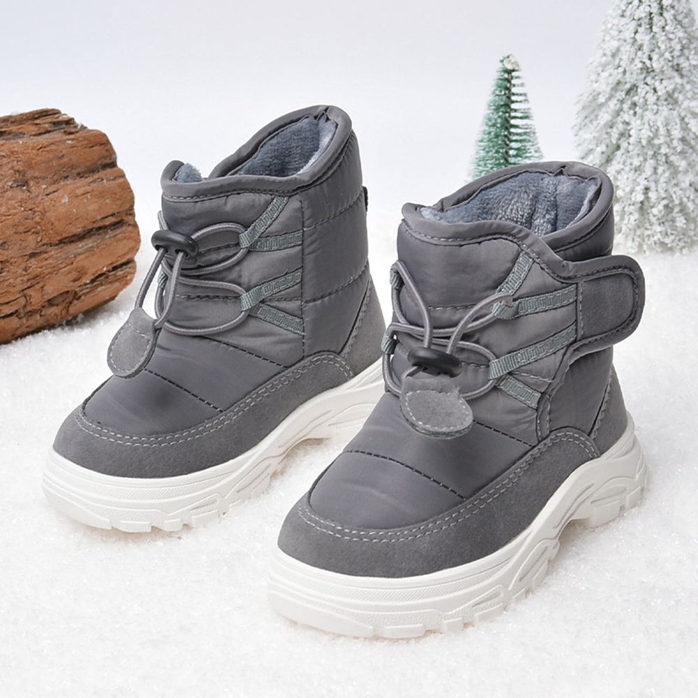 Gray Snow Boots For Children 1-6 Years With Fleece Lining Snowflake Design High Top Comfortable Soft Sole For Winter